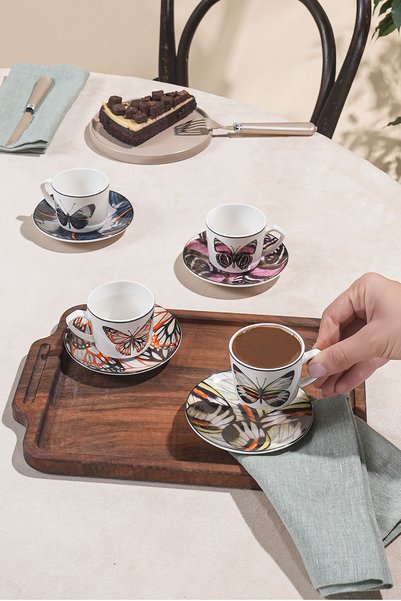 Karaca Kelebek Coffee Cup Set for 4 People 80 ml