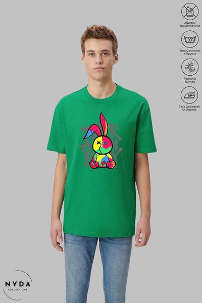 Nyda Collections Unisex majica kratkih rukava sa širokim izrezom, prošivenim ...