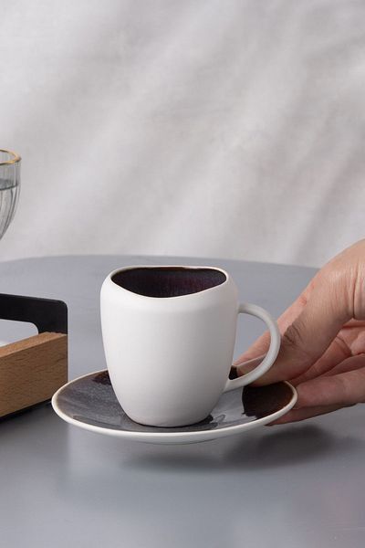 Karaca Galactic 2er Set weiße Kaffeetassen 100 ml