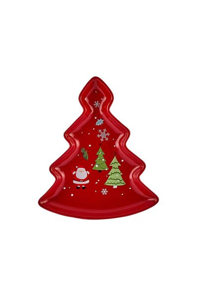 Karaca New Year Yılbaşı 24 Golden Line Çam Ağacı Çerezlik 21 cm Kırmızı
