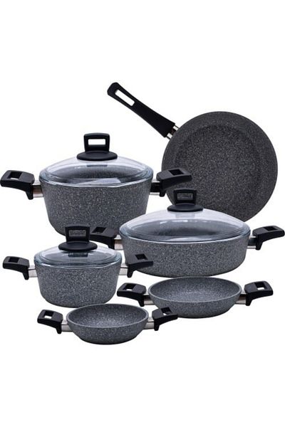 Karaca Biogranit Premium - Gray Megayeni 9 Piece Cookware Set