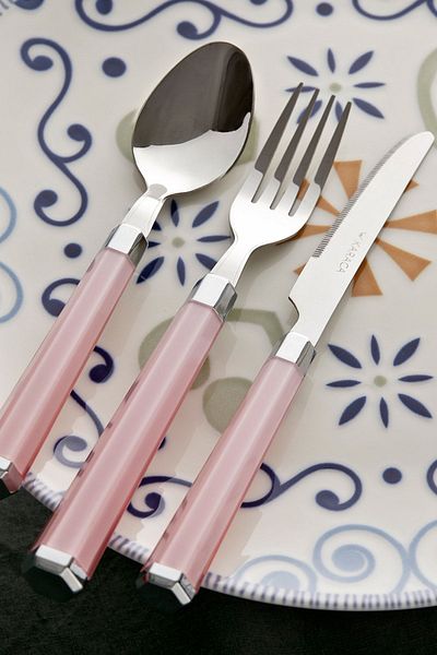Karaca Freya Pembe 18 Piece Dessert Fork Spoon Knife Set for 6 Persons