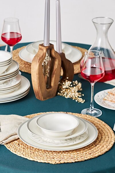 Karaca Roseanne Platinium 24 Parça 6 Kişilik Porselen Yemek Takımı