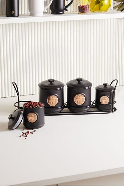 Karaca 50.Year Signature Collection - Vacuum 4-Piece Spice Set with Seal Stand