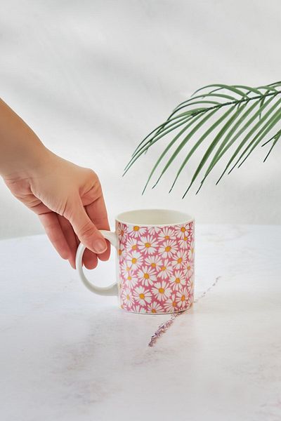 Karaca 360 ml Pink Daisy Cup