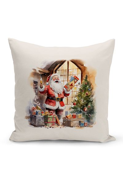 Bertille Home Πρωτοχρονιάτικη Σειρά Διπλής Όψης Ψηφιακή Εκτύπωση Μαξιλαροθήκη Ριχτάρι (Χριστουγεννιάτικο Χριστουγεννιάτικο κάλυμμα μαξιλαριού)