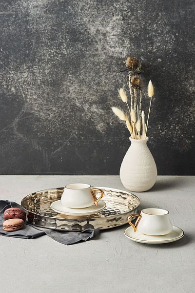Karaca Senior Weiß Kaffeetassen Set für 2 Personen 90 Ml