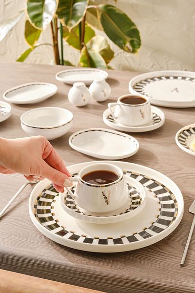 Karaca Streamline Aries 6-Person Porcelain Breakfast - 34 Piece Serving Set