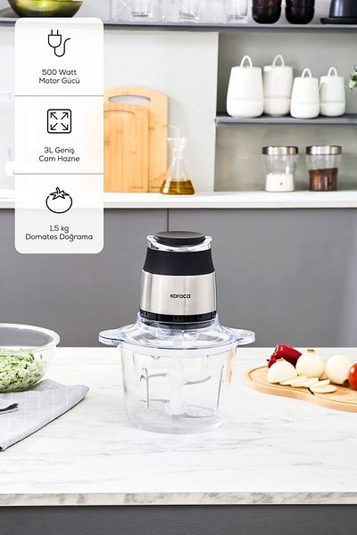Karaca Megablend 3L Ultra Large Glass Bowl Inox Chopper