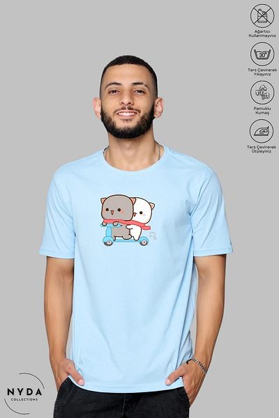 Nyda Collections Μπλουζάκι Unisex Cotton Oversize - Crew Neck, Bubu Dudu Motor Printed, κοντό μανίκι