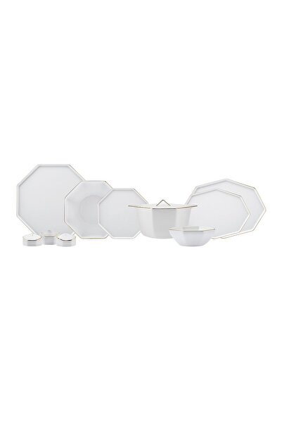 Karaca Fine Pearl Extra Eight Corner 62 Parça 12 Kişilik Yemek Takımı Gold