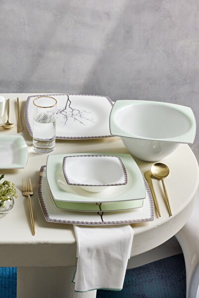 Karaca Fine Pearl Banyan 58 Parça 12 Kişilik Kare Yemek Takımı