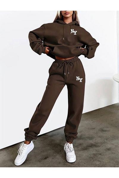 Shine Stone Raised Printed 3 Thread Tracksuit Set