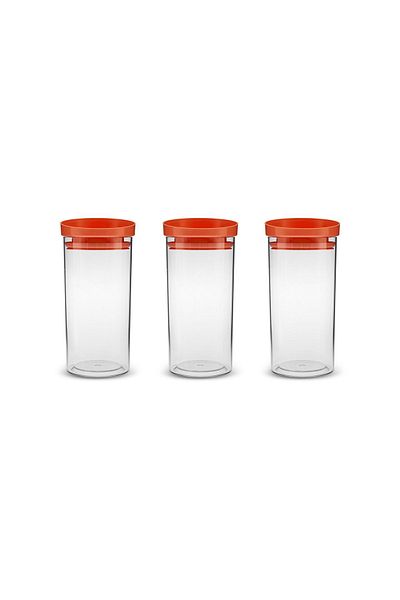 Karaca Ivory 3-Piece Large Silicone Jar with Lid/Storage Container Red