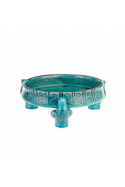 Karaca Blue Paye Seljuk Tile Handmade - Bowl with Bird Feet