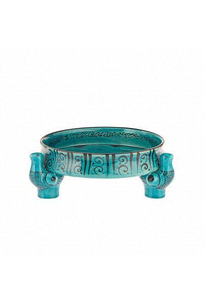 Karaca Blue Paye Seljuk Tile Handmade - Bowl with Bird Feet