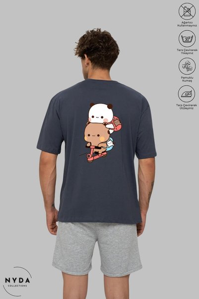 Nyda Collections Unisex Crew Neck Bubu Dudu Scooter Printed Cotton Oversize Short Sleeve T-Shirt