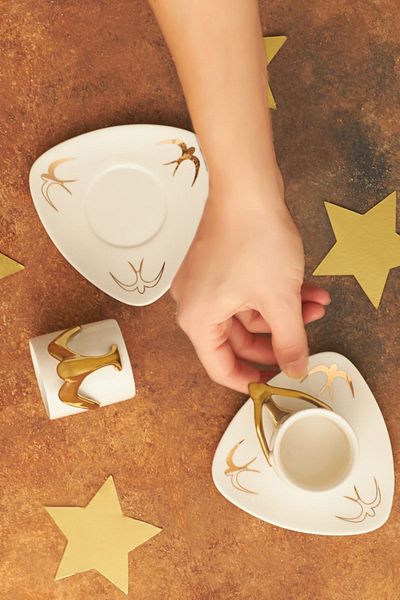 Karaca Ikon Porcelain Coffee Cup Set for 2 People 80 ml