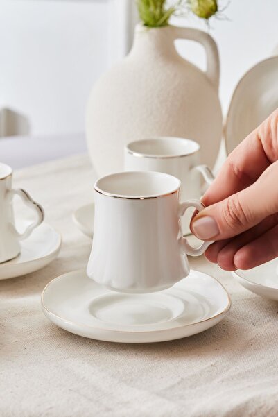 Karaca Volga 6-Person Coffee Cup Set - 80 ml Classic