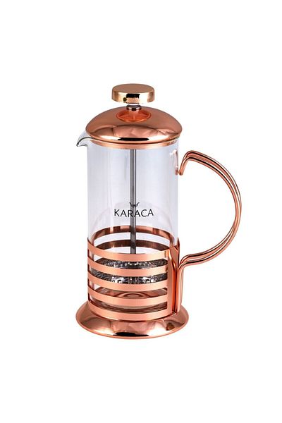 Karaca 350 Ml Bronze Linear French Press Glass - Coffee Bean Borosilicate