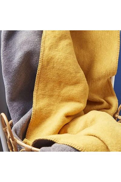 Nautica Home Jetty Mustard Anthracite - Double Sided Single Cotton Blanket