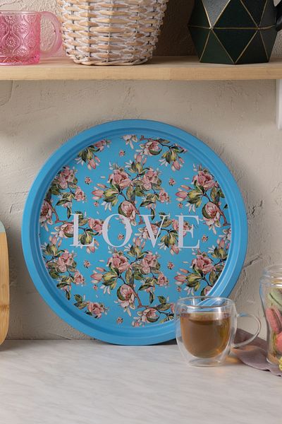 Karaca Love Metal Round Tray 35 Cm