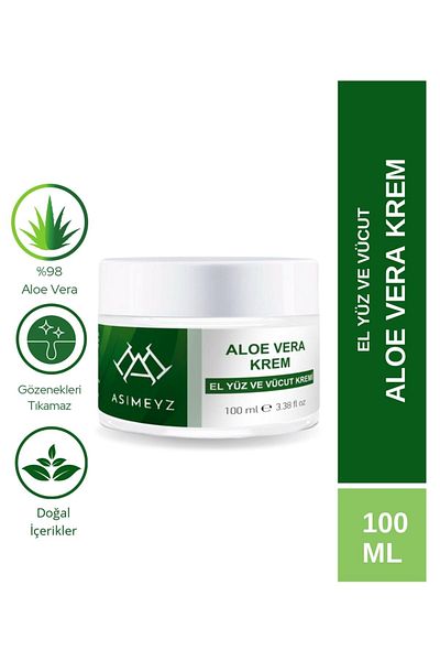 Asimeyz Pure Aloe Vera Gel Cream 100ml – Refreshing, Moisturizing, Soothing Skin Care (Paraben-Free, Alcohol-Free)
