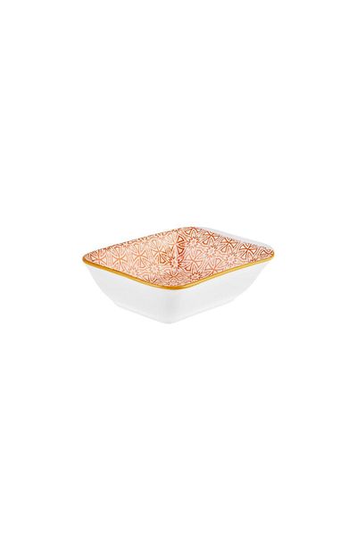 Karaca Floral Orange Rectangle Snack Bowl 10 Cm
