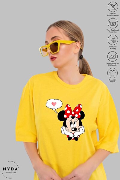 Nyda Collections Tricou cu mânecă scurtă cu imprimeu Mickey Mouse, din bumbac...