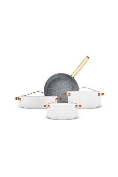 Karaca Biogranite Helix 7 Piece Cookware Set - Cream Color