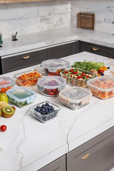 Karaca Bendo 9-Piece Locking Silicone Lid Glass Storage Container