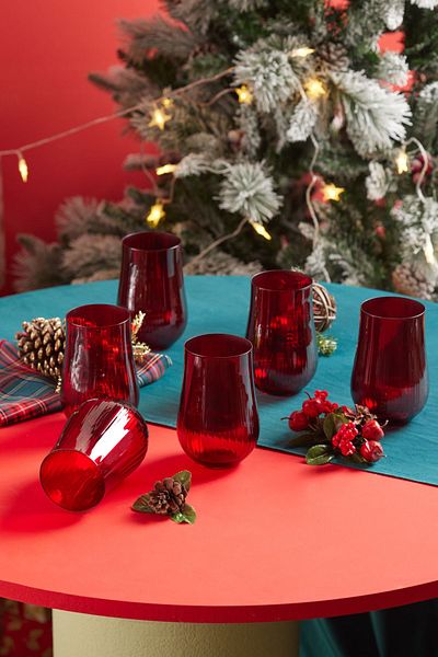 Karaca Set of 6 Red Soft Drinks 450 ml