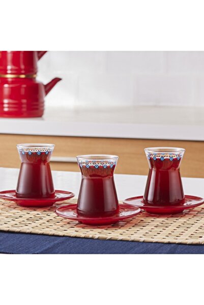 Karaca Lal 6-Person Tea Set