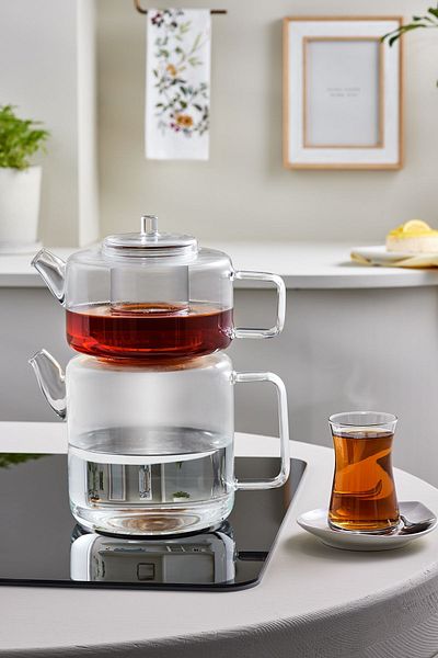 Karaca Flat Borosilicate Glass Midi Teapot