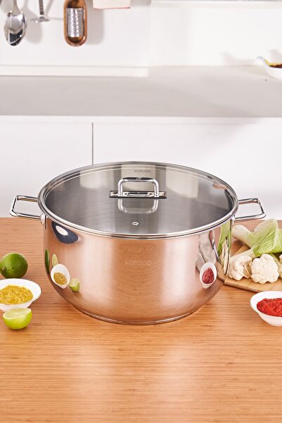 Karaca وعاء فولاذي بقاعدة حثية من Grace مقاس 34 سم بسعة 15.7 لتر