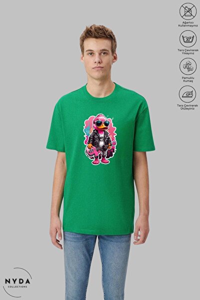 Nyda Collections Pamučna unisex majica sa printom Rose Duck - okrugli izrez, ...
