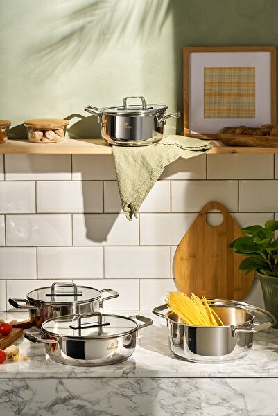 Karaca Arya Indüksiyon Tabanlı 8 Parça Çelik Tencere Seti