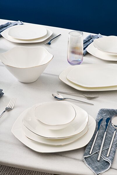 Karaca Fine Pearl Extra Hexagon 61 Parça 12 Kişilik Yemek Takımı Gold