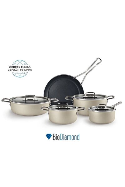 Karaca Mastermaid Biodiamond 9 Parça Tencere Seti Krem