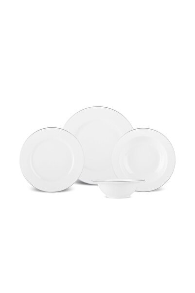 Karaca Eva Platin 24 Parça 6 Kişilik New Bone Yemek Takımı