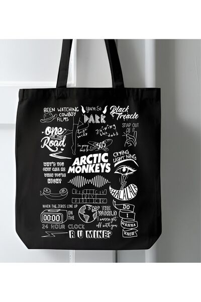 Cemira Geantă tote din pânză neagră Arctic Monleys - Geantă pentru scutece și cumpărături