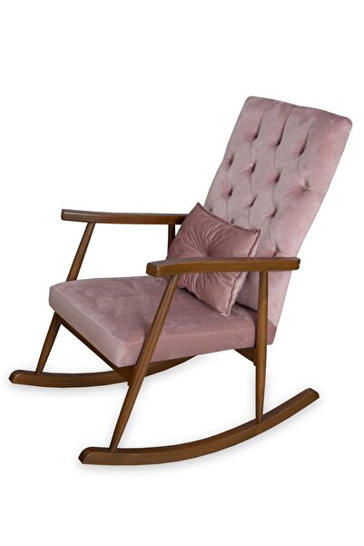 Asedia Trend Ceviz Pembe Kapitoneli Sallanan Sandalye Dinlenme Emzirme Baba T...