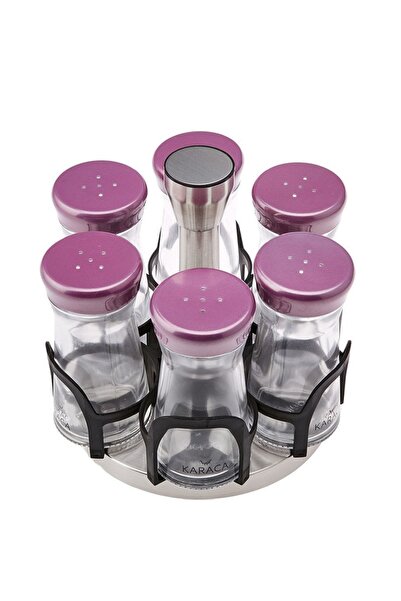 Karaca 7 Piece Glass Ocha Purple Spice Set - Round