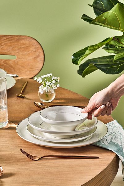 Karaca Stream Bone Branch 24-Piece Dining Set for 6 People