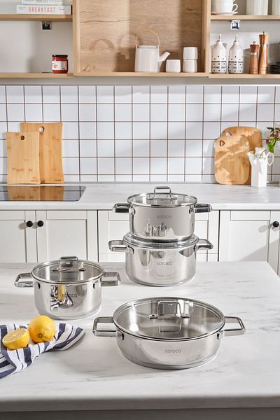 Karaca Valora Induction Base 8 Piece Steel Pot Set