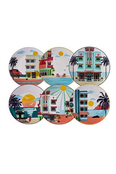 Karaca Miami Cake Set for 6 Persons 19 Cm