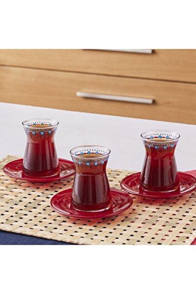 Karaca Lal 6-Person Tea Set