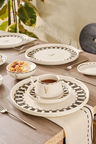 Karaca Streamline Aries 6-Person Porcelain Breakfast - 34 Piece Serving Set
