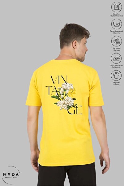 Nyda Collections Unisex Oversize kroj okrugla kragna Pamuk Cvjetna Vintage Št...