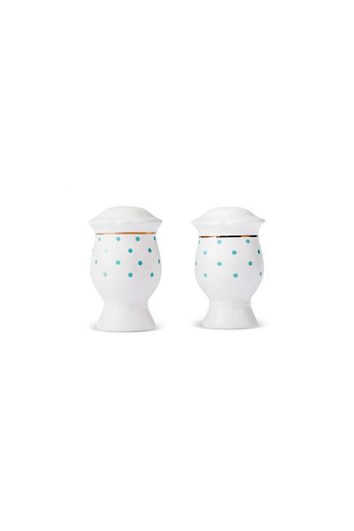 Karaca New Romantic Green Polka Dot Salt and Pepper Shakers